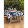 thumbnail image 2 of Outdoor Tablecloth with Umbrella Hole & Zipper, Navy Blue Coral Coastal Rectangle Tablecloth 60x120 Inch, Summer Nautical Ocean Beach Patio Table Cover Waterproof Table Cloth for Picnic/Party, 2 of 7