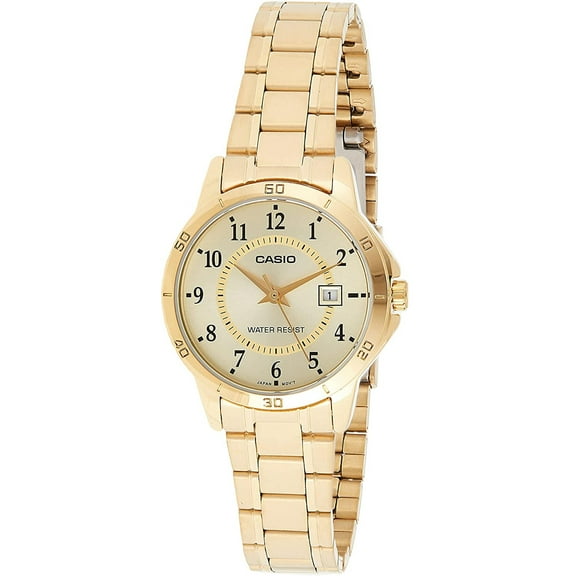 Casio Ladies Stainless Steel Gold Analog Wrist Watch LTP-V004G-9BUDF