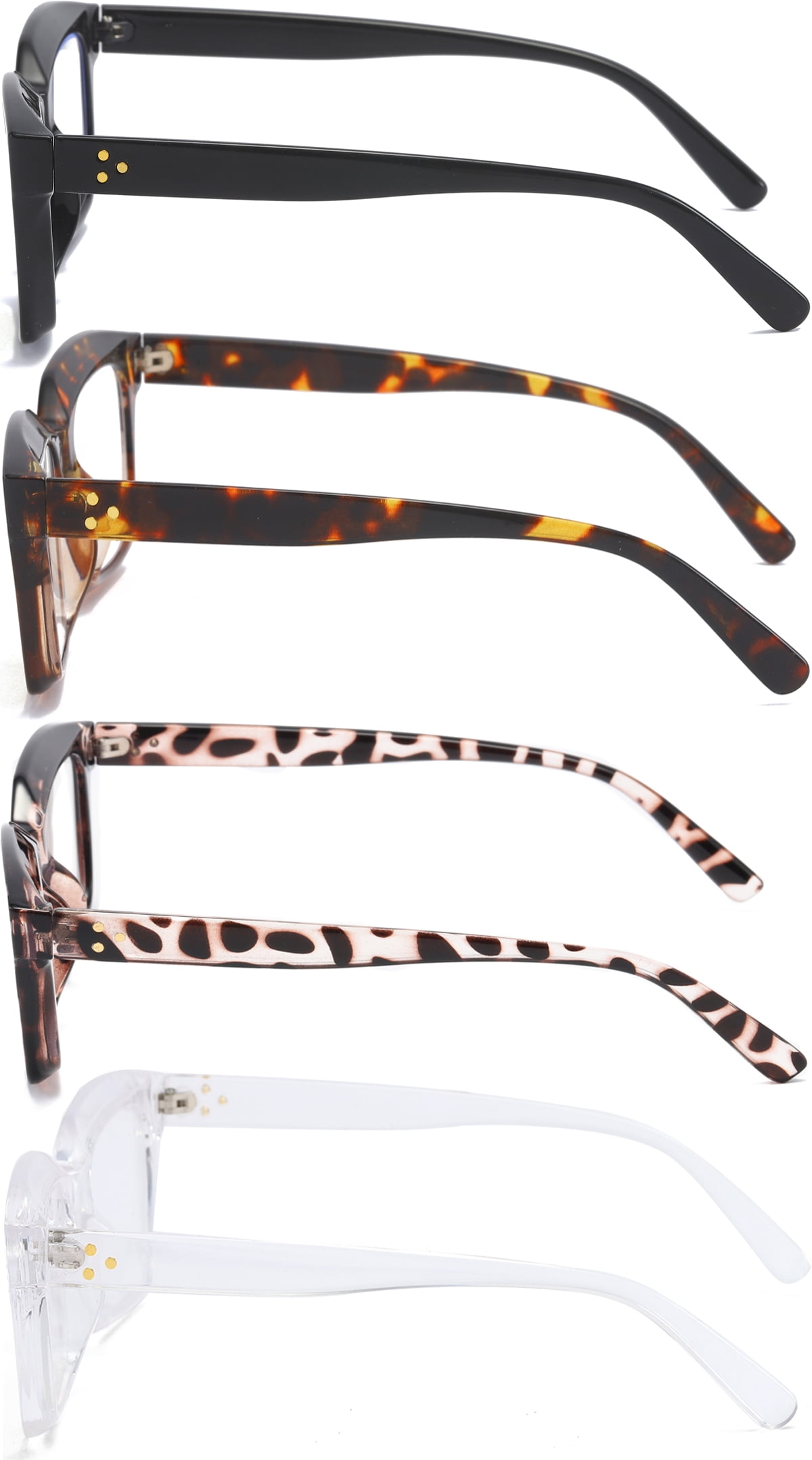 REAVEE 4 Pack Ladies Retro Oversized Reading Glasses Women Computer Reader Eyeglass 3.0