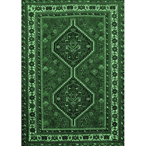 Ahgly Company Indoor Rectangle Persian Emerald Green Traditional Area Rugs, 7' x 9'
