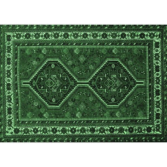 Ahgly Company Indoor Rectangle Persian Emerald Green Traditional Area Rugs, 5' x 7'