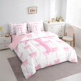 thumbnail image 3 of Manfei Monogrammed T Theme 7-Piece Twin Bedding Sets,Ribbon Bow Tie Bedding Comforter Set,Pink Sequin Print Sheet Sets For Girl Teens,Ultra Soft Bedroom Decor Reversible, 3 of 8