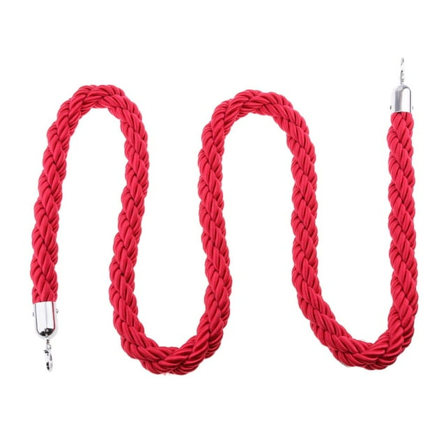 5 Pies - Cuerda Gruesa con Clips de Metal Pulido para Puntales de Punta Esférica, 6 Colores Disponibles , rojo shamjiam Cuerda de barrera de cola retorcida