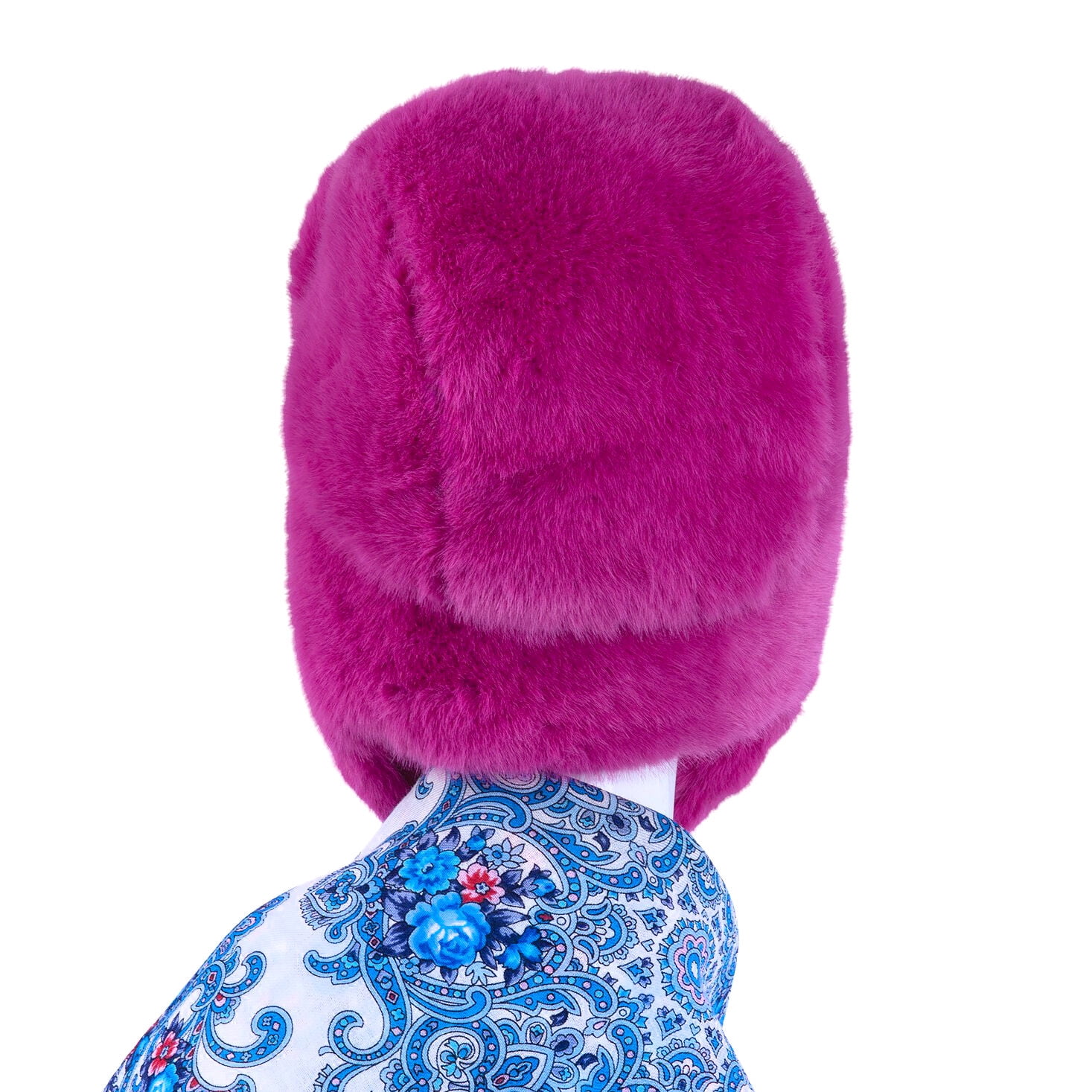 STP GOODS Raspberry Pink Faux Rabbit Fur Women's Earflap Hat with Clasp Trapper Hat for Women Ushanka Hat with Brooch Aviator Trapper Hat Winter Hat with Earflaps, One Size