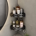 thumbnail image 7 of Adhesive Corner Shelf Bathroom Shower Caddy Corner - 2 Pack Corner Shower Caddy Bathroom Shelf with 4 Hooks Shower Organizer, Black, 7 of 7