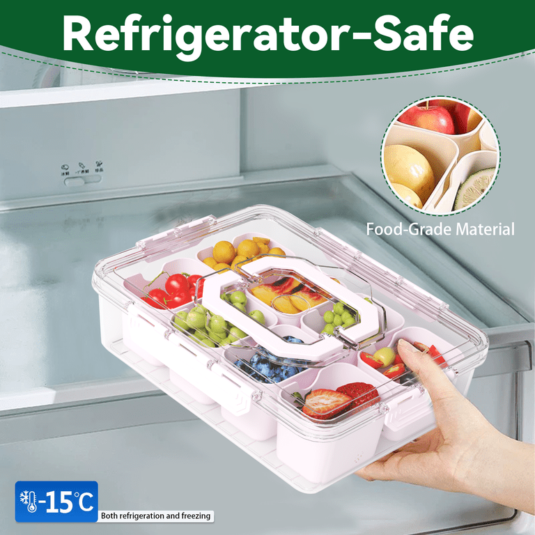 LLMRR Snackle Box Container, 8 Compartments, Divided, Portable