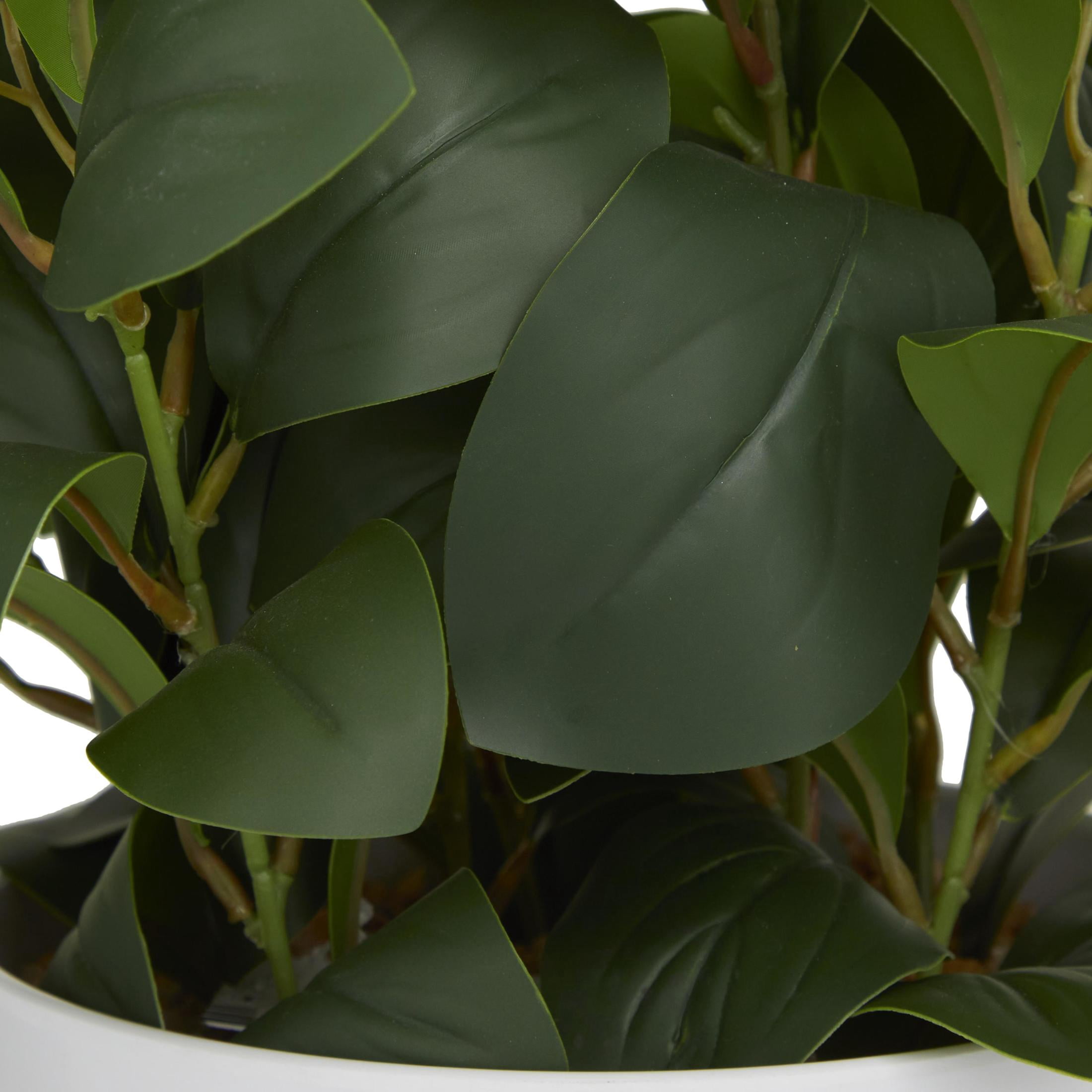 DecMode 17" Artificial Eucalyptus Plant in Realistic Leaves and Metal Stand and White Pot