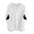 thumbnail image 3 of Women's Fall Hoodies Floral Ghost Pumpkin Graphic Print Sweatshirts Long Sleeve Oversized Pullover Hooded Tops Casual Autumn Relaxed Fit Clothes, 3 of 6
