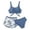 Navy, variant on Krdevn Girls Wrap Crop Tankini 2 Piece Swimsuit with Palm Print Shorts Color:Blue,Size:13-14 Years