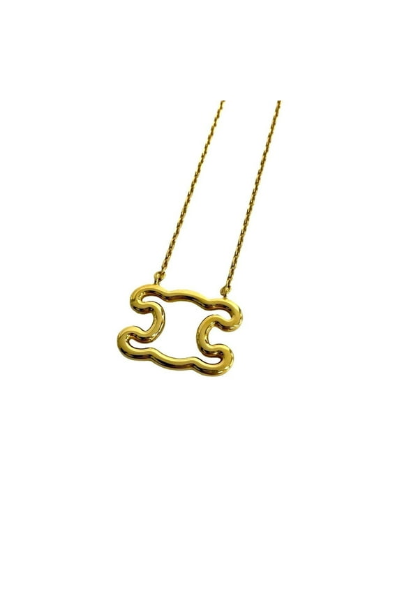 Pre-Owned CELINE Triomphe Logo Motif Frame Necklace Pendant Choker Accessory Gold... (Good)