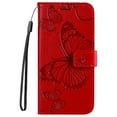 thumbnail image 3 of SaniMore for Samsung Galaxy A34 5G Magnetic Flip Wallet Case, [RFID Blocking] Card Holder PU Leather 3D Butterfly Embossing Cover with Kickstand & Wrist Strap Shockproof Protective Shell, Red, 3 of 7