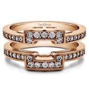 10k Solid Gold White Sapphire Square Halo Style Ring Guard (0.5ctw)