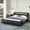Black, variant on Sha Cerlin Queen Size Wave-Like Curve PU Leather Platform Bed Frame with Adjustable Headboard and LED Lights, Black