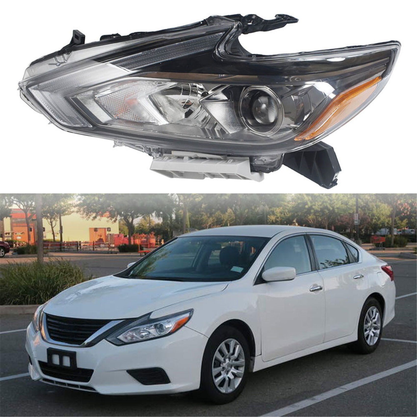 Bryght Left Driver Side Halogen Headlight For 2016-2018 Nissan Altima – W/o LED DRL, Chrome