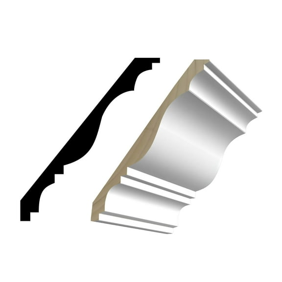 RMC M61 9/16 in.D x 6 1/4 in. W x 96 in. L Primed Finger-Joined Pine Crown Molding 3-pcs 24 Ft Total
