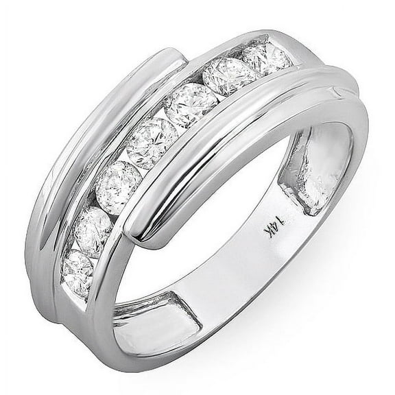 Dazzlingrock Collection 1.25 Carat (ctw) 14K Round Diamond Mens Anniversary Band Ring 1 1/4 CT, White Gold, Size 12