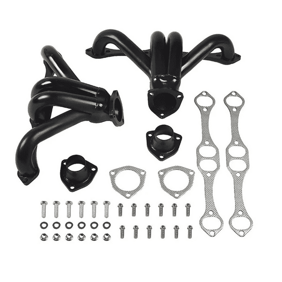 Black Powered Stainless Steel Exhaust Headers For Small Block Chevy Hugger V8 283 305 327 350