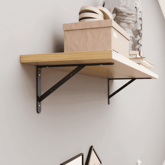4PCS L Bracket, 5.9"×3.7"(150×95mm) Shelf Support Corner Bracket for Wooden Board, Max Load : 50lb, Black