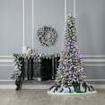 thumbnail image 2 of Seasonal LLC 6ft Snow Kissed Pine Flocked Slim Christmas Tree, 26 Inches Diameter, Pre-Strung with 200 Multicolor LED Lights, Long-Lasting LED Bulbs, 2 of 5