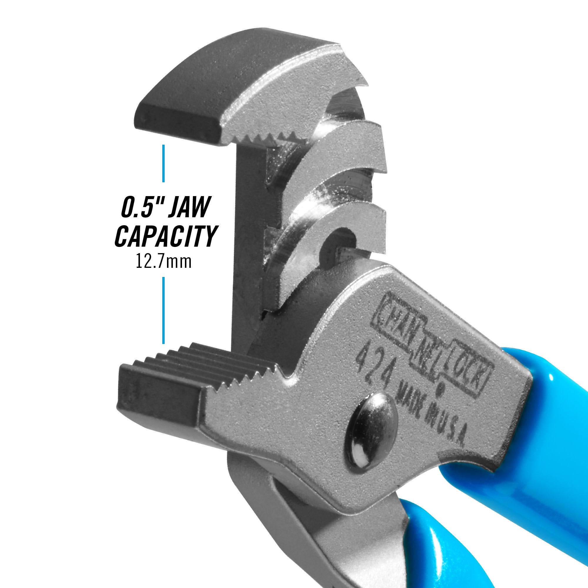 CHANNELLOCK 4.5-inch Straight Jaw Tongue & Groove Pliers, .5-inch Jaw Capacity, Made in USA (424)