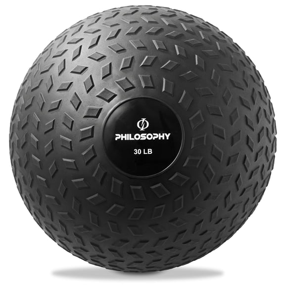 Philosophy Gym Slam Ball, 30 LB - Weighted Fitness Medicine Ball with Easy Grip Tread