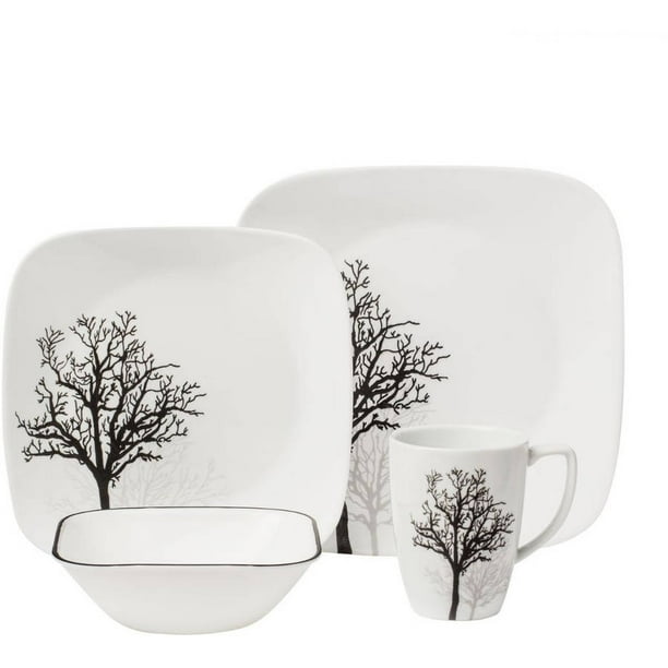 Corelle Square Timber Shadows 16 Piece Dinnerware Set Walmart Com Walmart Com