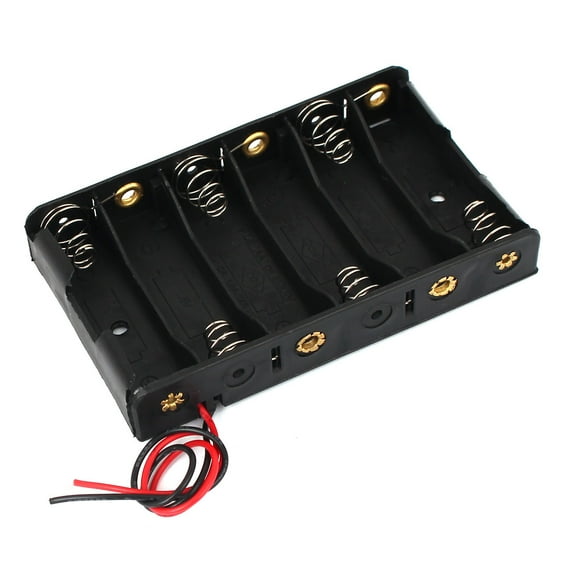 9V Output 6 x AA Battery Open Frame Holder Cell Case Box 150mm Wire Black