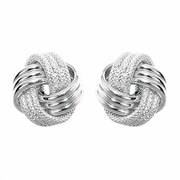 JewelStop 14K White Gold Love Knot Earrings - 9 mm, 1.3gr.