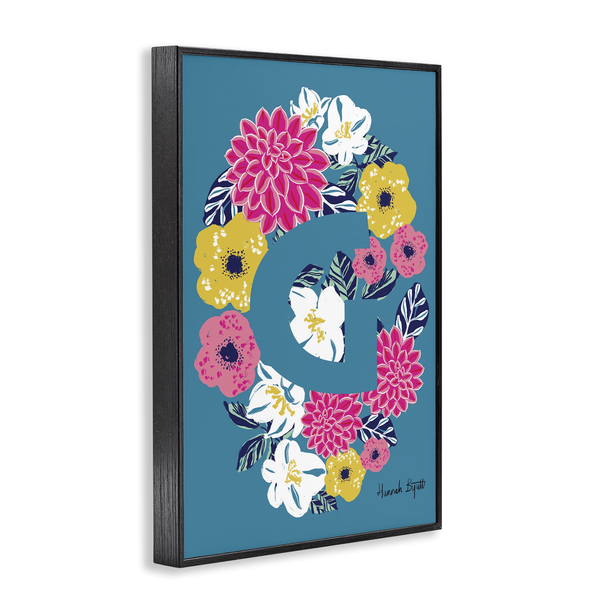 Stupell Industries Floral Bloom Letter G Botanical & Floral Painting Black Framed Art Print Wall Art, 12 x 18