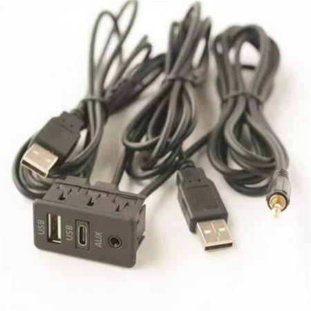 Furulu 150CM Car Dash Mount AUX +TYPE-C+USB Port Panel Auto Boat USB Extension Cable Adapter