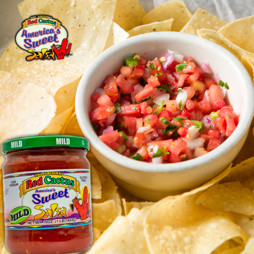 (2 pack) Red Cactus America’s Sweet Salsa, Mild, 16 oz - Sweet Mild Salsa for Dipping, Tacos, and Nachos