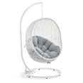 thumbnail image 2 of Modway Hide Modern Rattan/Fabric Outdoor Swing Chair with Stand in White/Gray, 2 of 8