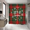 thumbnail image 3 of Christmas Winter Shower Curtain Let It Snow Shower Curtain for Bathroom Red and Green Buffalo Plaid Christmas Bathroom Decors Fabric Waterproof Bath Curtain 72x72 Inch, 3 of 6