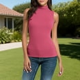 thumbnail image 4 of Otvok Summer Women Tank Top, Womens Turtleneck Business Casual Tops Slim Fit Plain Tee Shirts (Sleeveless), 4 of 6