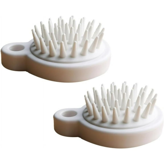 2pcs Scalp Shampoo Shower Hair Brush Scalp Massager Hair Shampoo Brush Vanity Hair Massager Scalp Care Brush White Bathroom Accessories Bathing Brushes Washing Hair Brushes Clean