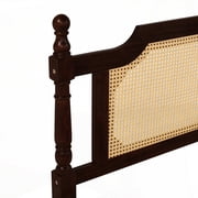 King Pine Bed with Rattan Headboard & Footboard - Espresso