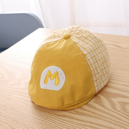 

TANGNADE baby essentials Kids Flat Cap Boy Girl Letter Plaid Newsboy Caps Protection Sunscreen Beret Hat