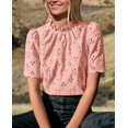 thumbnail image 2 of Blusa Prettygarden de verano bordada con ojales para mujer, color rosa, 2 of 7