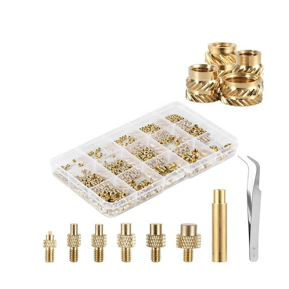 407pcs Brass Threaded Inserts for 3D Printing,M2 M2.5 M3 M 4 M5 M6 Female Thread Metric Knurled Nuts Threaded Heat Set