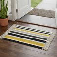 thumbnail image 2 of Area Rug with Tassels 2' x 3', Watercolor Classic Stripe Kitchen Runner Rug for Hallway Bedroom Throw Rugs, Grey Black Yellow Lines Soft Door Mat for Bathroom Entrance Living Room, 2 of 9