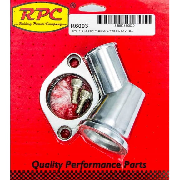 RACING POWER CO Polished 45 Degree Water Neck Kit Chevy V8 P/N R6003
