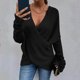 thumbnail image 2 of Gibobby Suéter de Cuello en V para Mujer, Suéter Ligero con Cuello en V pulóver para Mujer(Negro,M), 2 of 5