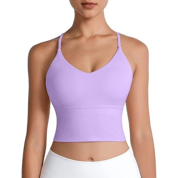 Sports Bras Women Yoga Bra, Longline Removable Bra Tank Top