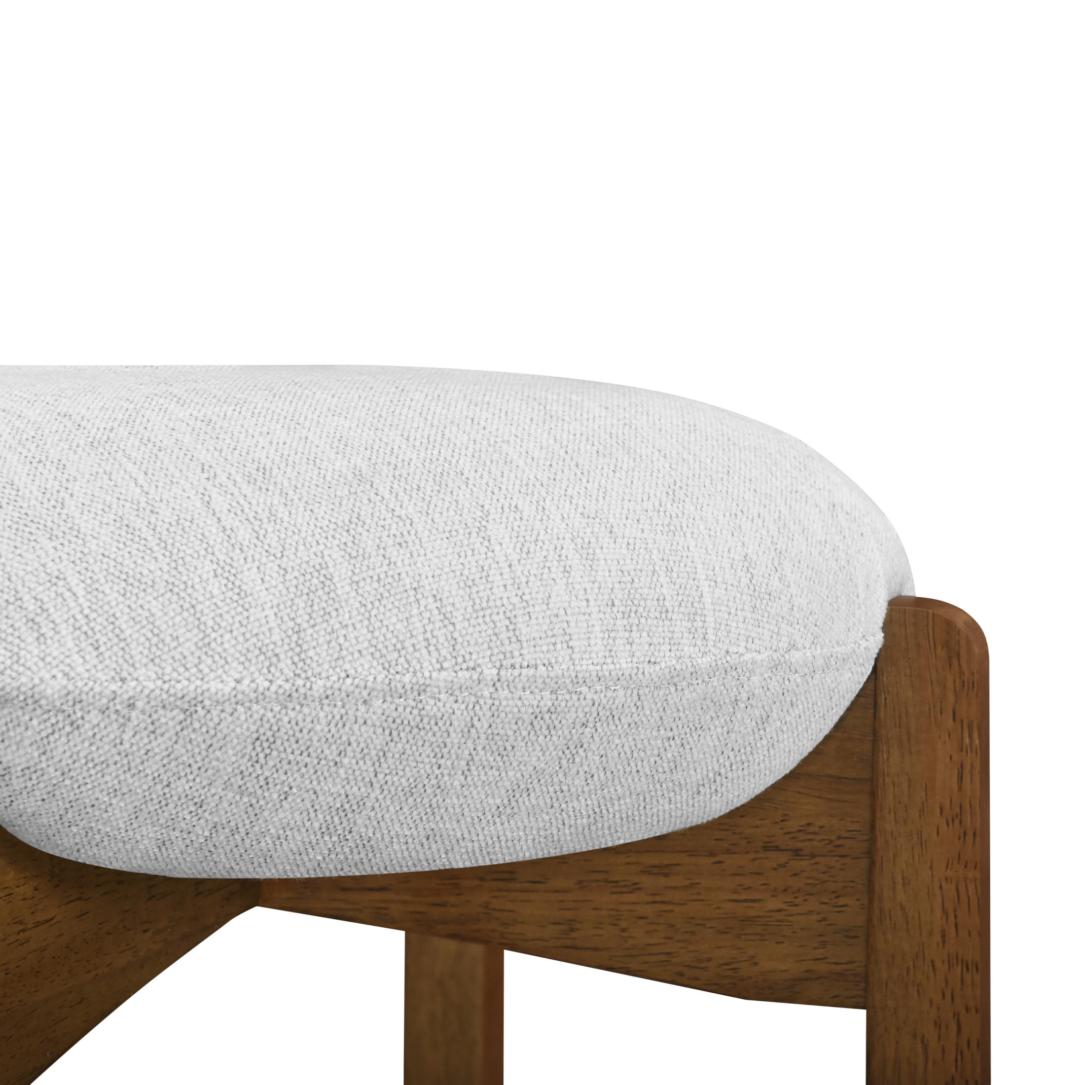 Christopher Knight Home 30" Round Upholstered Bar Stools, Wooden Frame, Dark Walnut + Ivory, Set of 2