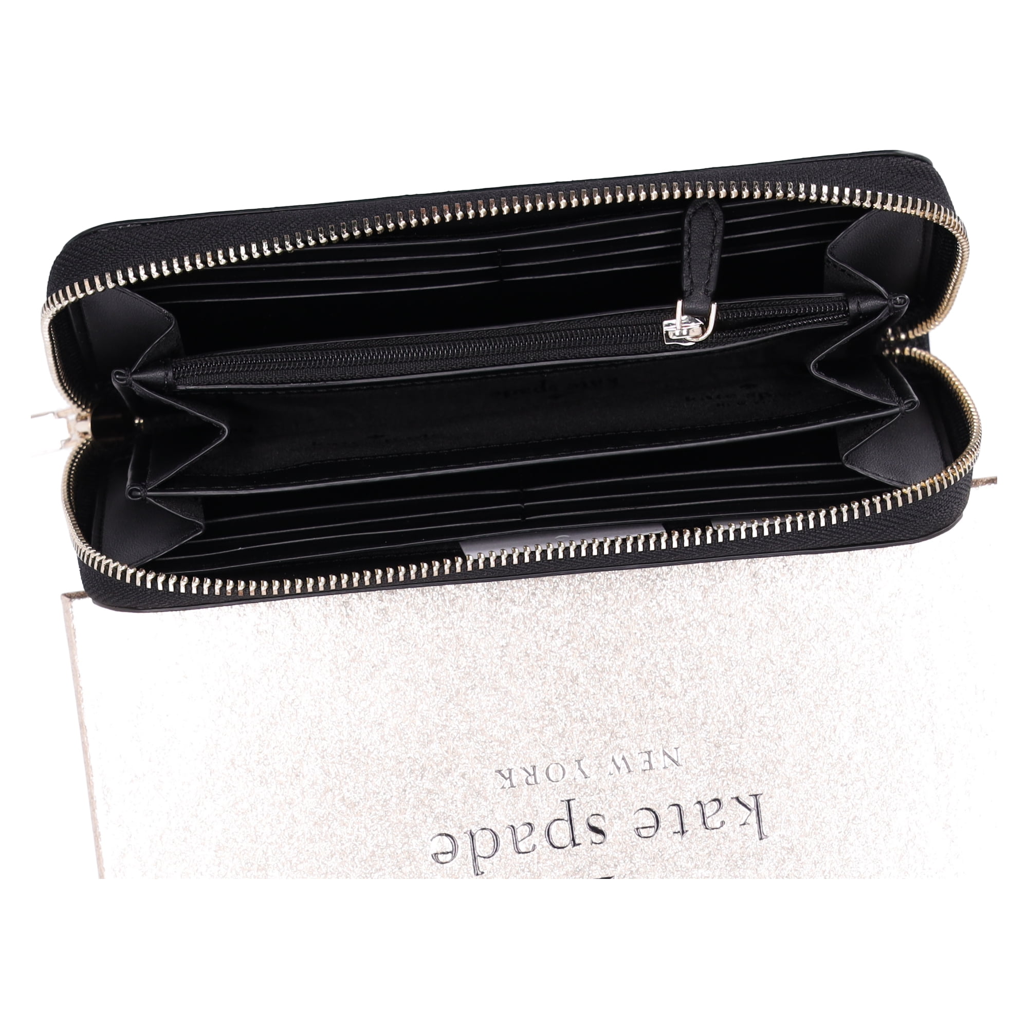 Kate Spade Shimmy Tinsel Glitter Boxed Large Continental Wallet Black Glitter Walmart