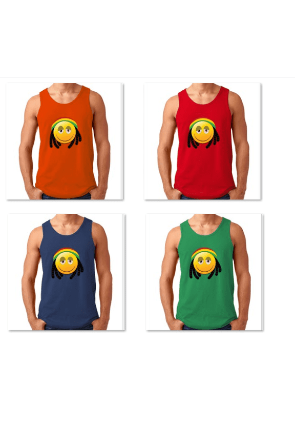 Funny Emoji Smoking Print Design Tank Top Mens Outfit Soft and Comfy Tank Top, Lightweight Tank Top Color Orange Medium
