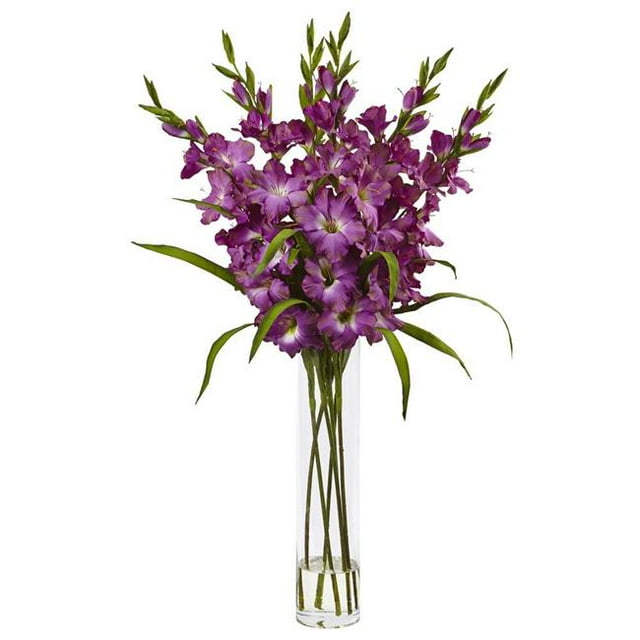 Grande Gladiole avec Vase Cylindrique en Soie