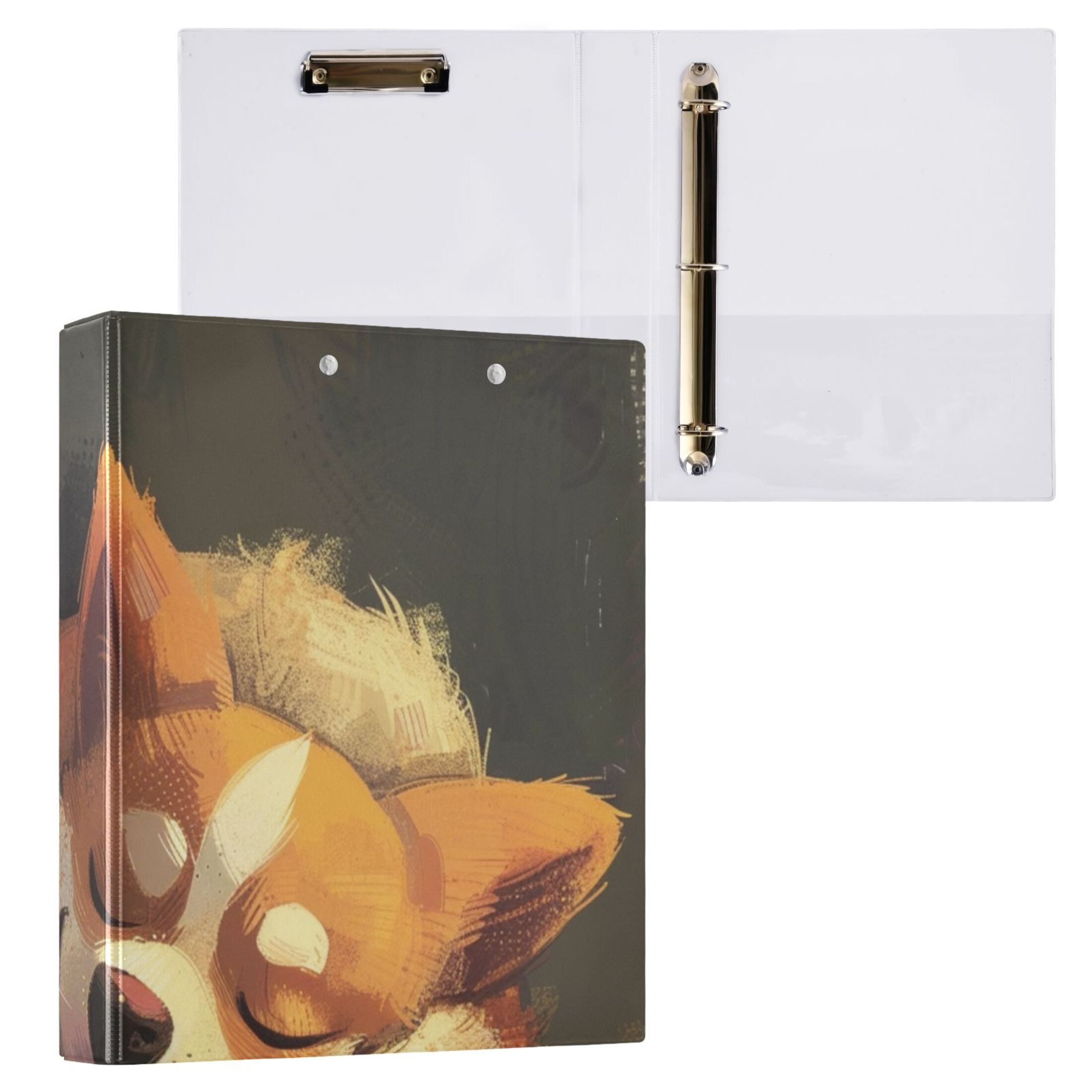 Sleep Dog 3 Ring Binders 1.5 inch Hardcover File Folders with Interior Pockets A4 Size Organizer for School Office Hospital