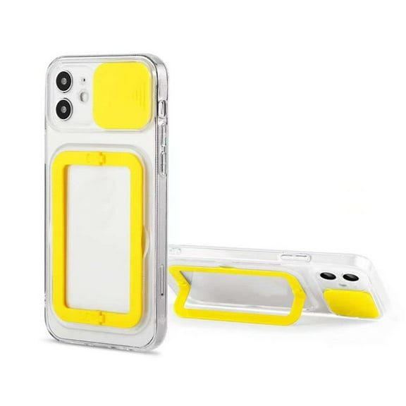 Soft TPU Phone Case For iPhone 13 Pro in Yellow With Camera Lens Protection Cover and Stand