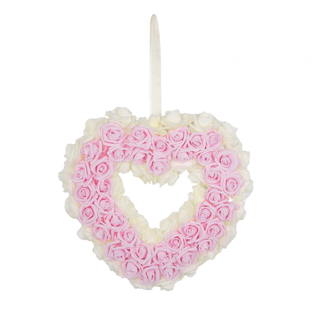 Corona floral de espuma con rosas para decoración de San Valentín, 35,5 x 35,5 cm, para puerta de entrada. Estilo D